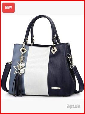 Large PU Leather Satchel Tote with Adjustable Strap and Multiple Pockets